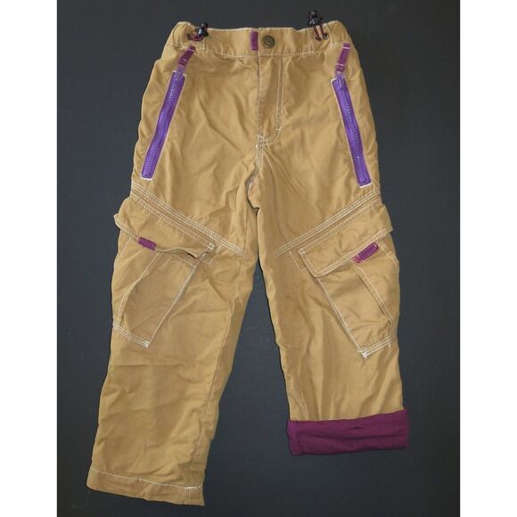 Mini Boden Other - Mini Boden boys purple lined brown tan beige skate cargo elastic waist pants 5 4